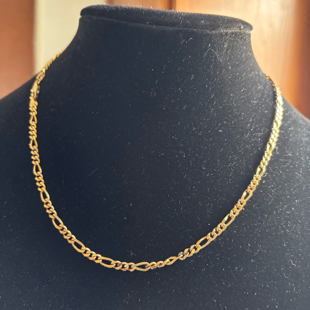 Gold Over Solid Sterling Silver Figaro Necklace - image 1